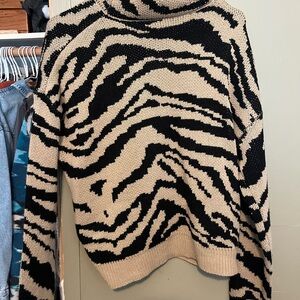 Black and Tan Zebra Print Women's Sweater